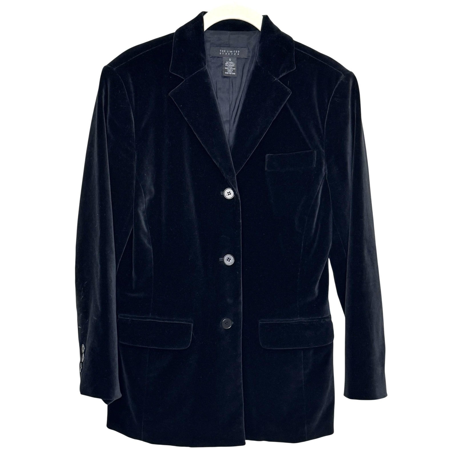 The Limited Blazer Womens Small Black Stretch Velvet Jacket Lined ButtonClassic