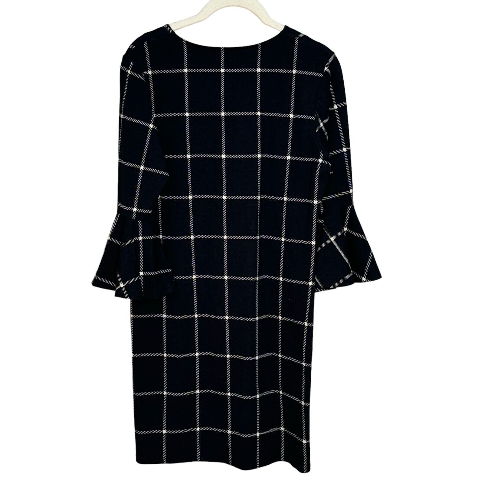 Jude Connally Kennedy Black White Windowpane Shift Dress Size Small