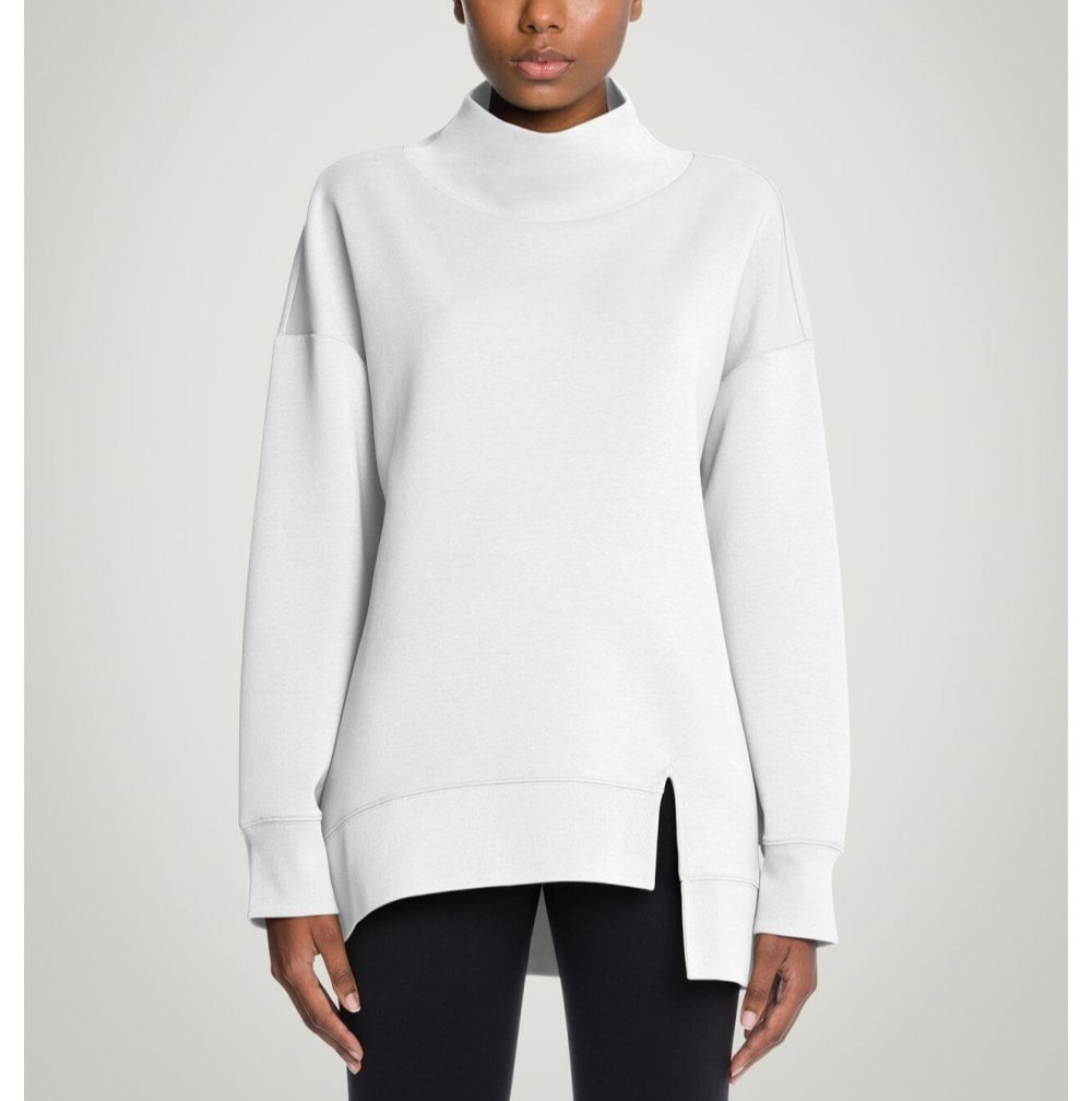 Wolford Sweatshirt Womens Medium White Oversized Mock Neck Asymmetrical Pullover