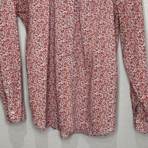 J.Crew Shirt Womens 6 Red Liberty Fabric Floral Long Sleeve Popover Ruffle Neck