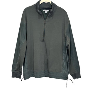 Athleta Pullover Large Green Triumph Half Zip Mock Neck Mixed Media Bungee Hem