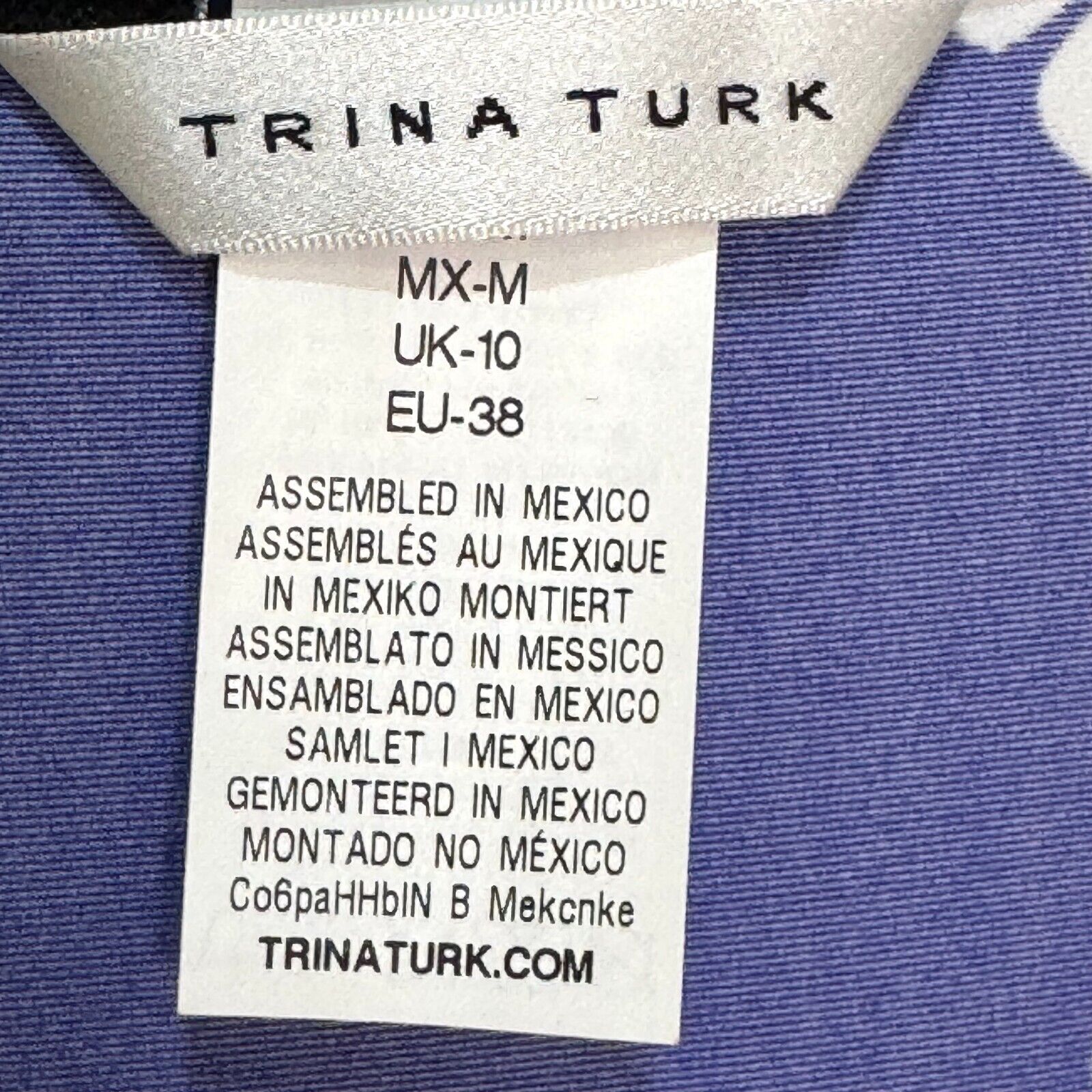 Trina Turk Algiers Tunic Swim Cover Up DressSize Medium Indigo Blue White Ikat