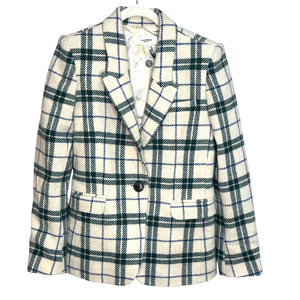 ISABEL MARANT ÉTOILE Kerstin Blazer Size Sm 36 Tartan Virgin Wool Green Cream