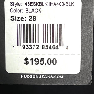 Hudson Jeans Size 28 NEW Barbara Black High Rise Super Skinny Split Hem $195