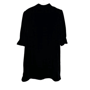 & Other Stories NEW Black Velvet Dress Crystal Flower Buttons Size 8 $119