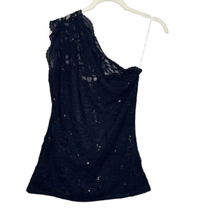 Boston Proper Black Lace Top Size Small One Shoulder NEW $59