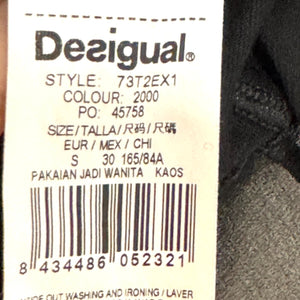 Desigual Black Tank Top Size Small Asymmetric Ruffle Hem Floral Pattern