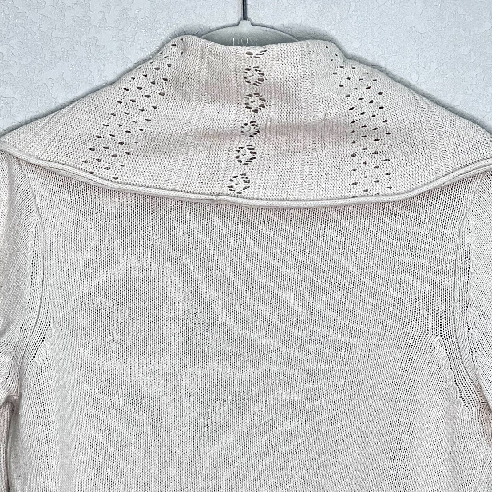 Anthropologie Knitted And Knotted Beige Open Shawl Neck Cardigan Size Medium