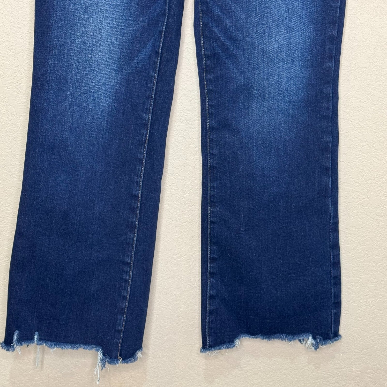 Risen Jeans Womens 28 7 High Rise Slim Straight Crop Jean Blue Denim Stretch
