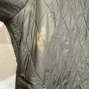 Barbour Quilted Jacket Womens 8 Olive Green Polarquilt Utility 4 Pocket Zip Snap