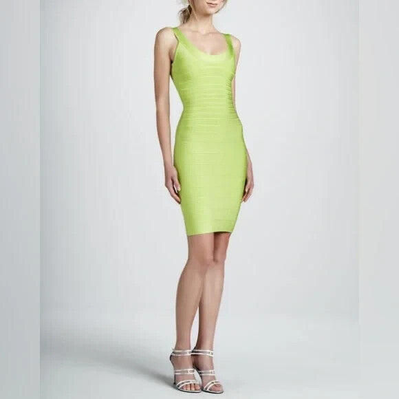 Herve Ledger Bandage Dress Size Large Lauren Lime Green $880