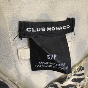 Club Monaco Dress Small Black White Silk Crochet Neckline Patterned Y2K