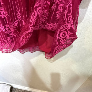 Sundance Cora Blouse Shirt Fuschia Pink Embroidered Size Medium