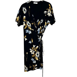 Aritzia Babaton Wallace Black Floral Wrap Dress Size Small