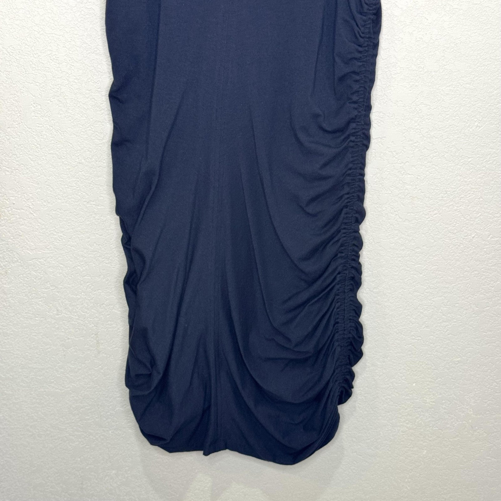 Athleta Dress Size Large Blue Apres Ruched Side Modal Cotton Casual Relaxed Fit