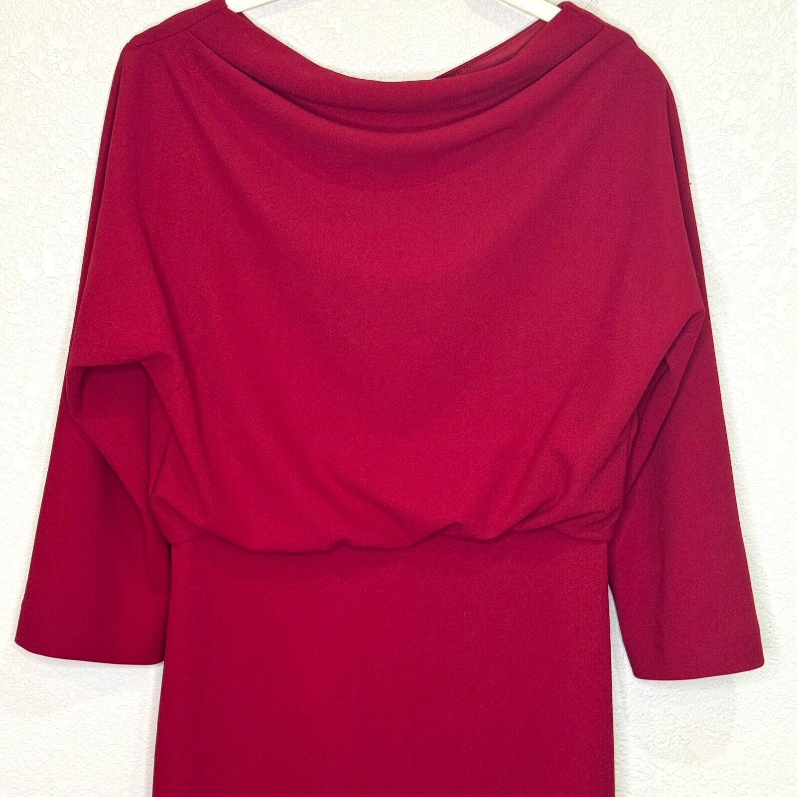 Badgley Mischka Platinum NEW Red Drape Front Pencil Dress Size 6 $159