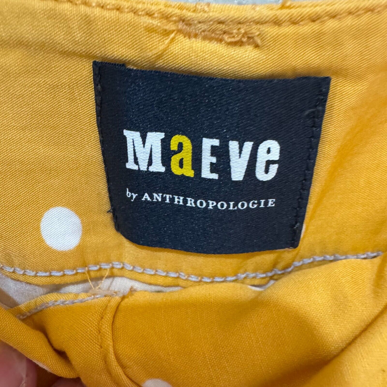 Anthropologie Maeve Colette Pants Size 32 NEW Yellow Gold Polka Dot