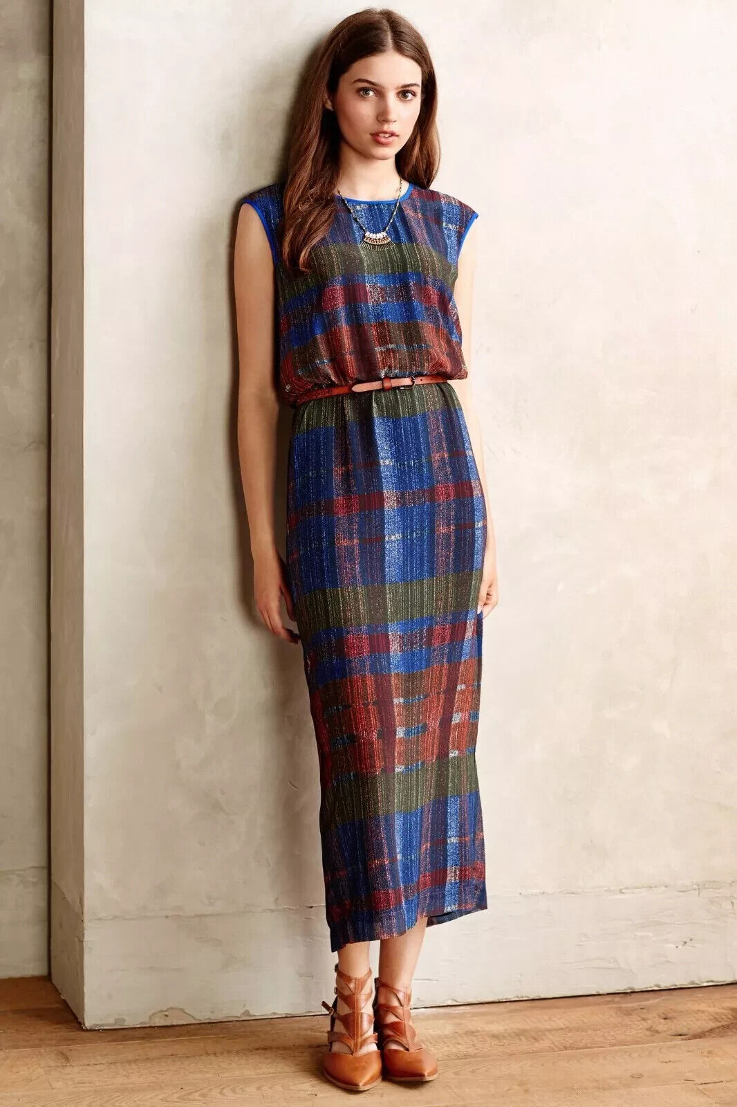 Anthropologie HD in Paris Andaz Maxi Dress Size 6 Cross Hatch Pattern