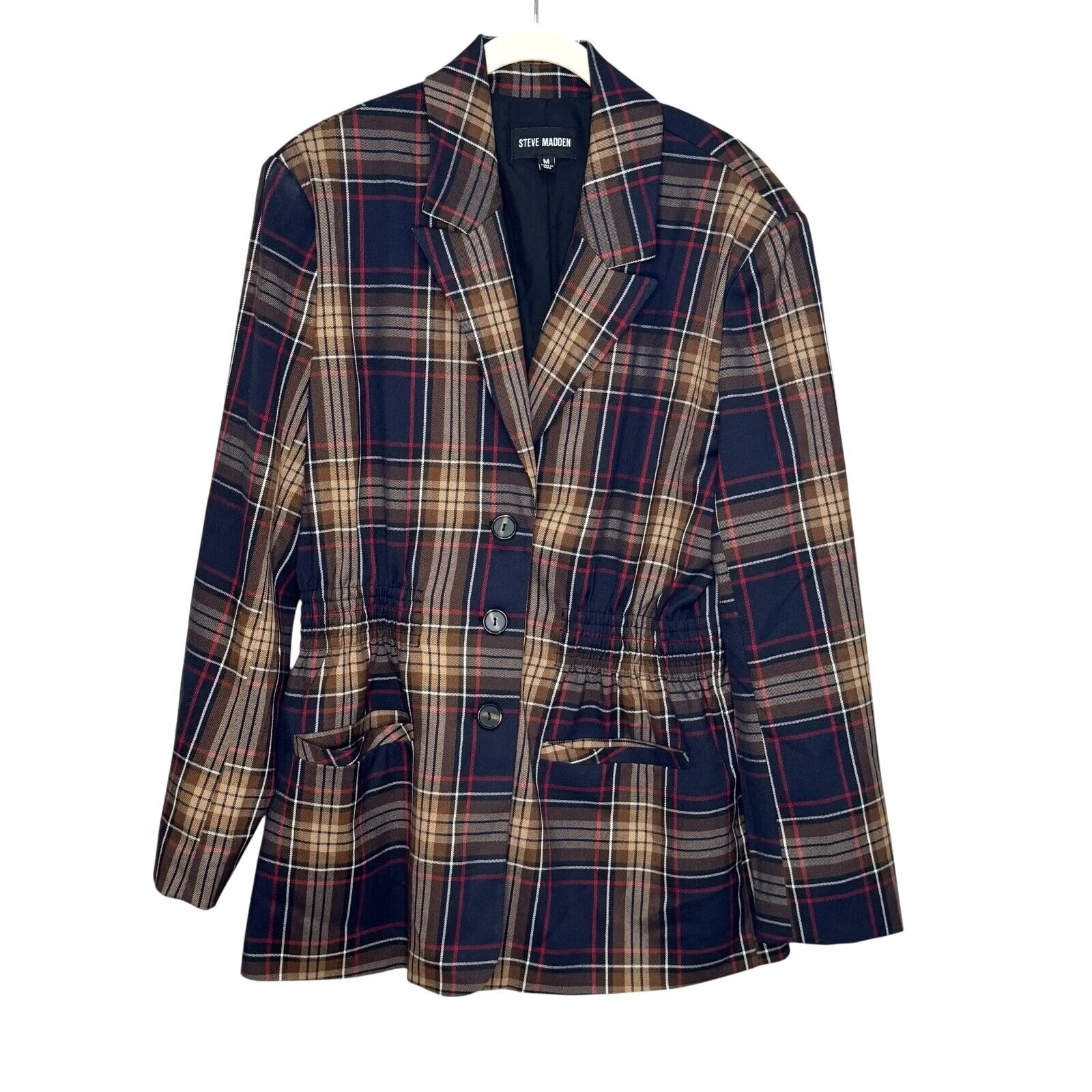 Steve Madden Blazer Jacket Size Medium Frida Plaid Preppy Classic