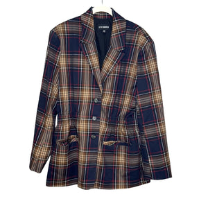 Steve Madden Blazer Jacket Size Medium Frida Plaid Preppy Classic