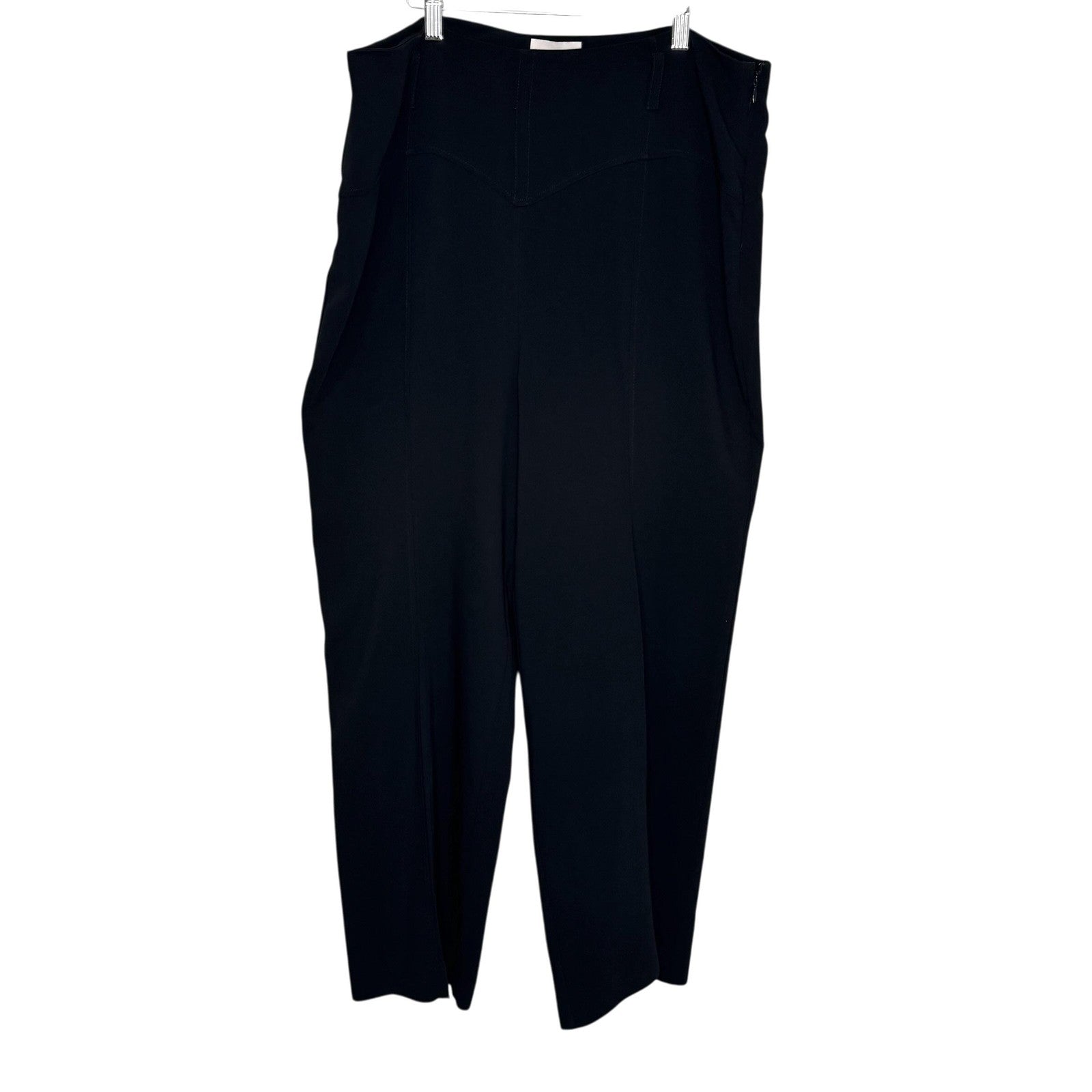 Cinq à Sept Pants Womens 12 Black High Rise Cropped Trousers Stretch Wide Leg