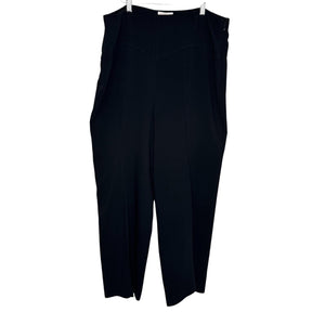 Cinq à Sept Pants Womens 12 Black High Rise Cropped Trousers Stretch Wide Leg