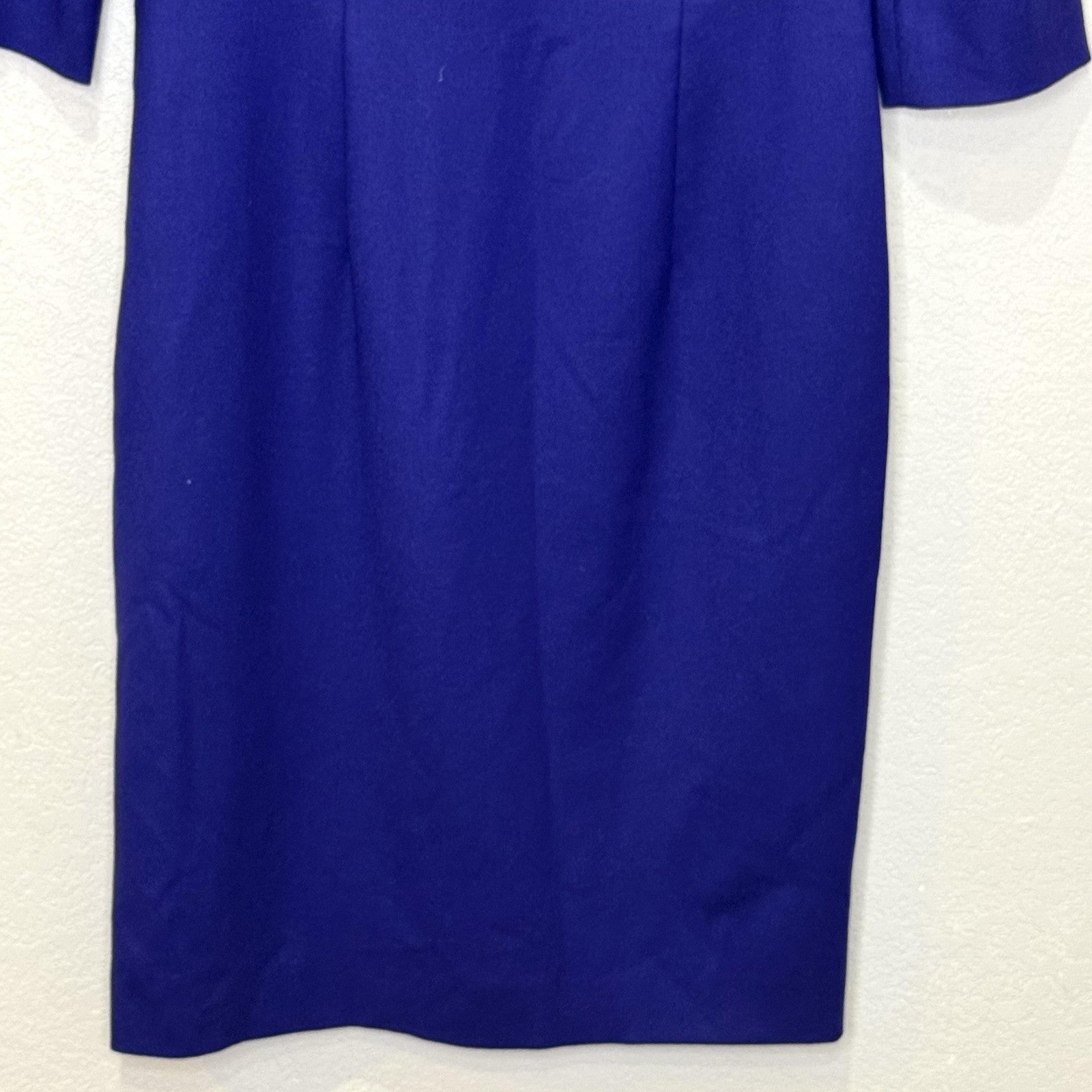 BOSS Dress Womens US 6 Blue Dripera Sheath Three Quarter Sleeve Knee Length Work