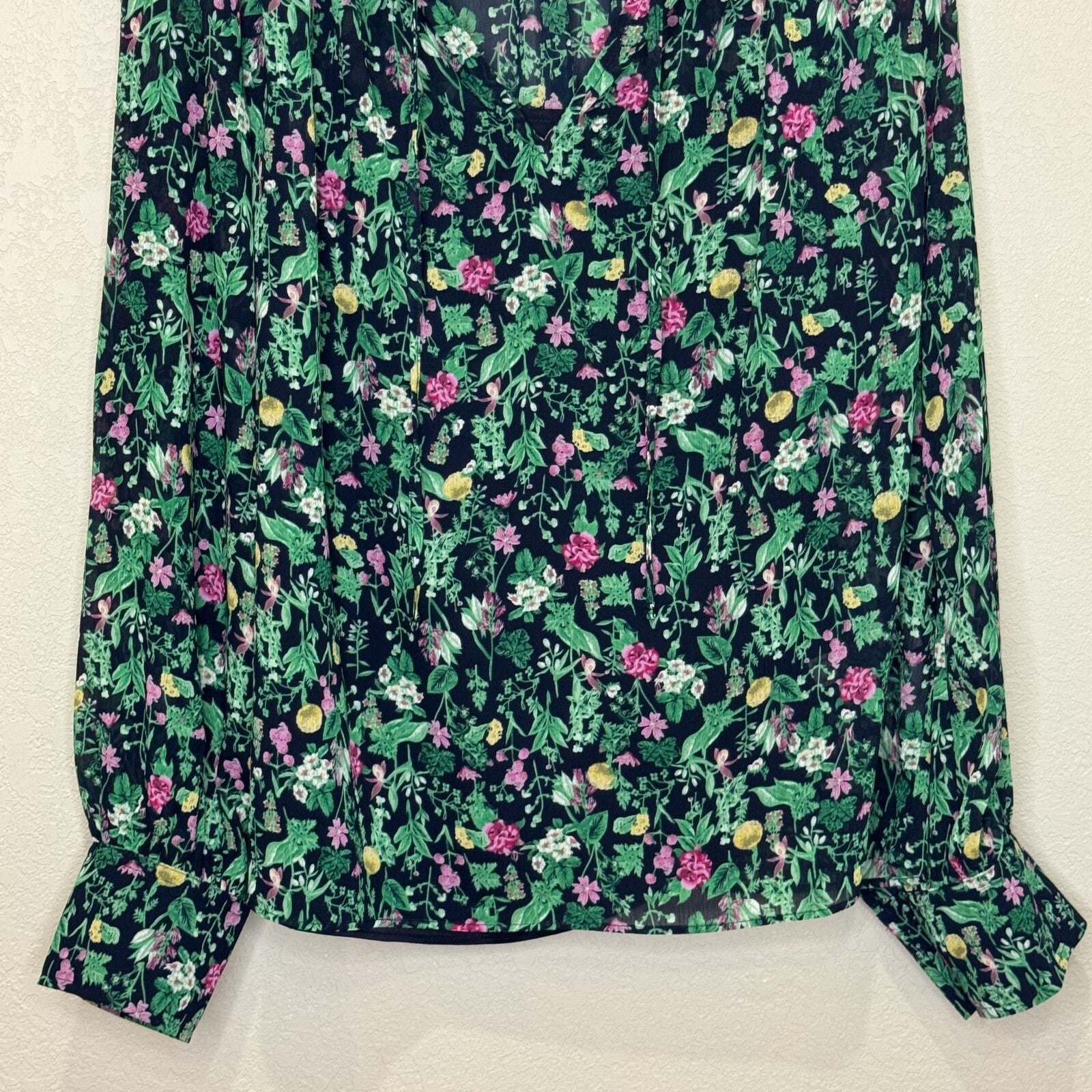 J. Crew Ruffle Top w Cami Size Medium Floral Garden Drapey Tie-Neck