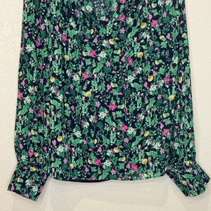 J. Crew Ruffle Top w Cami Size Medium Floral Garden Drapey Tie-Neck