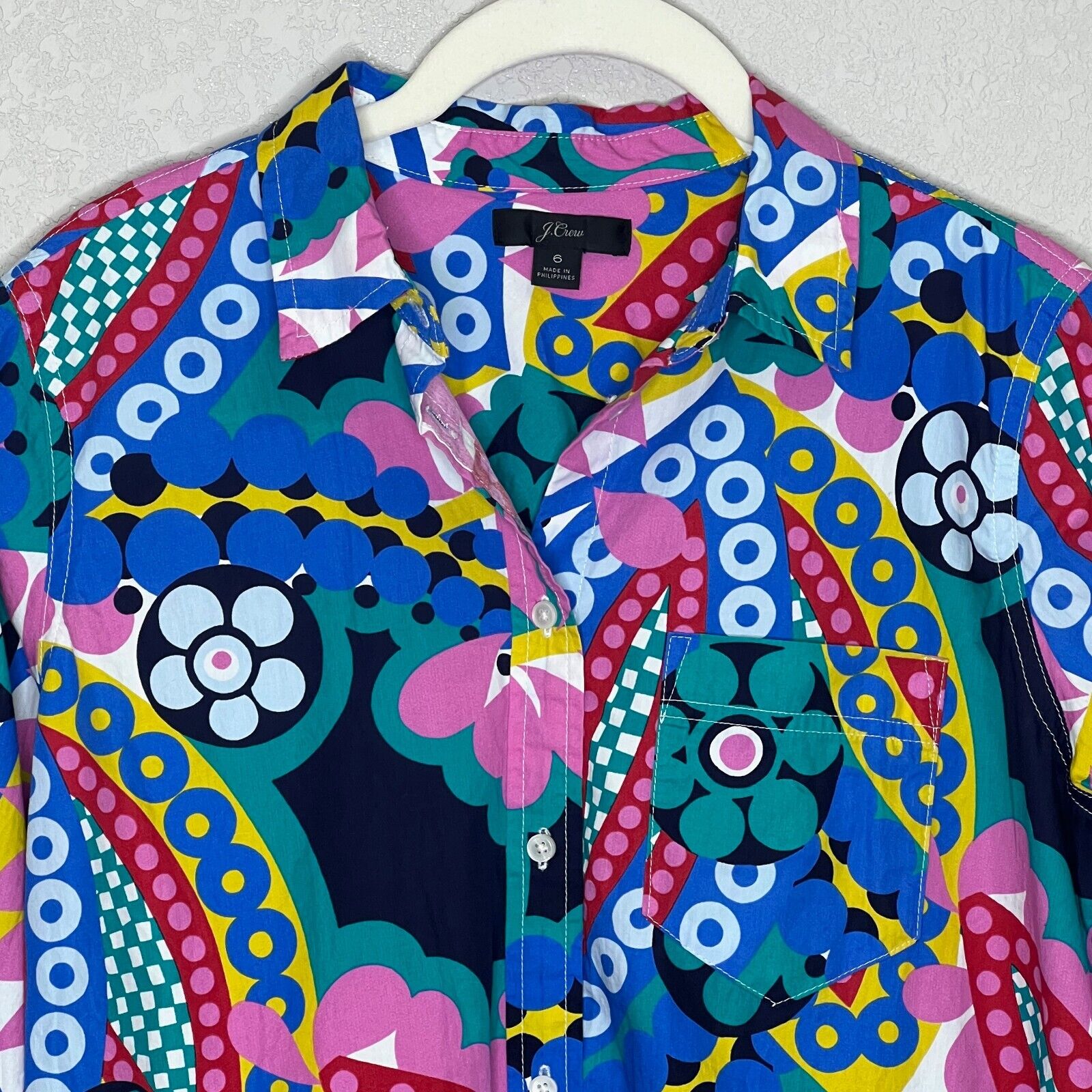 J. Crew Ratti Kaleidoscope Floral Button Down Shirt Top Size 6