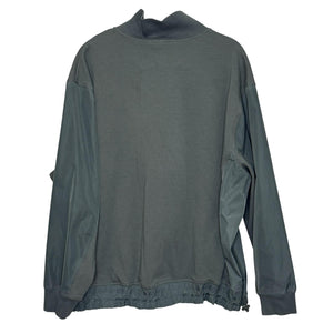 Athleta Pullover Large Green Triumph Half Zip Mock Neck Mixed Media Bungee Hem