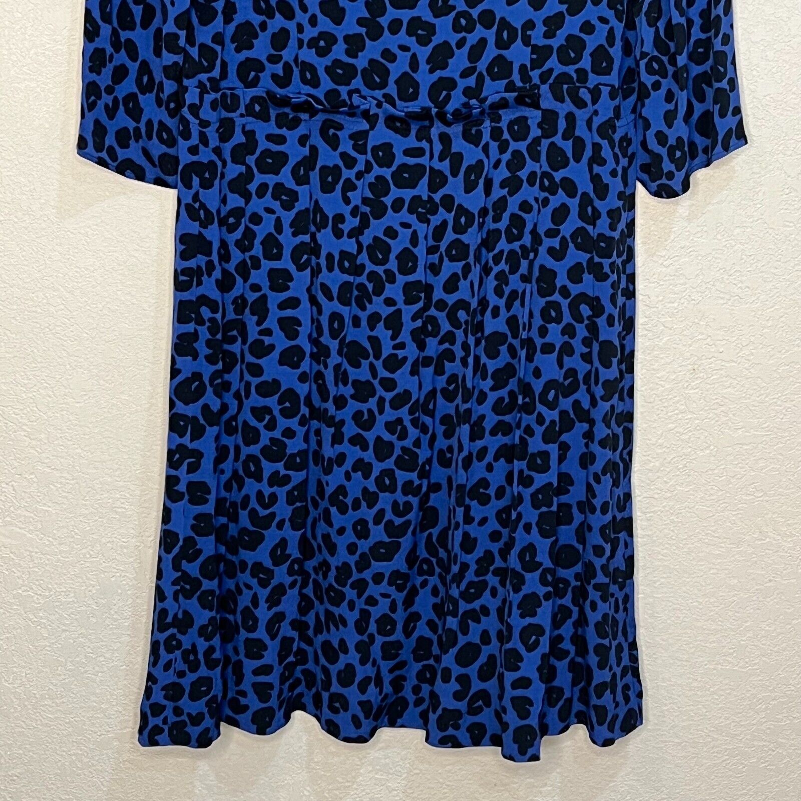 Claudie Pierlot Blue Black Leopard Print 3/4 Sleeve Dress 38 Approx US Size 6