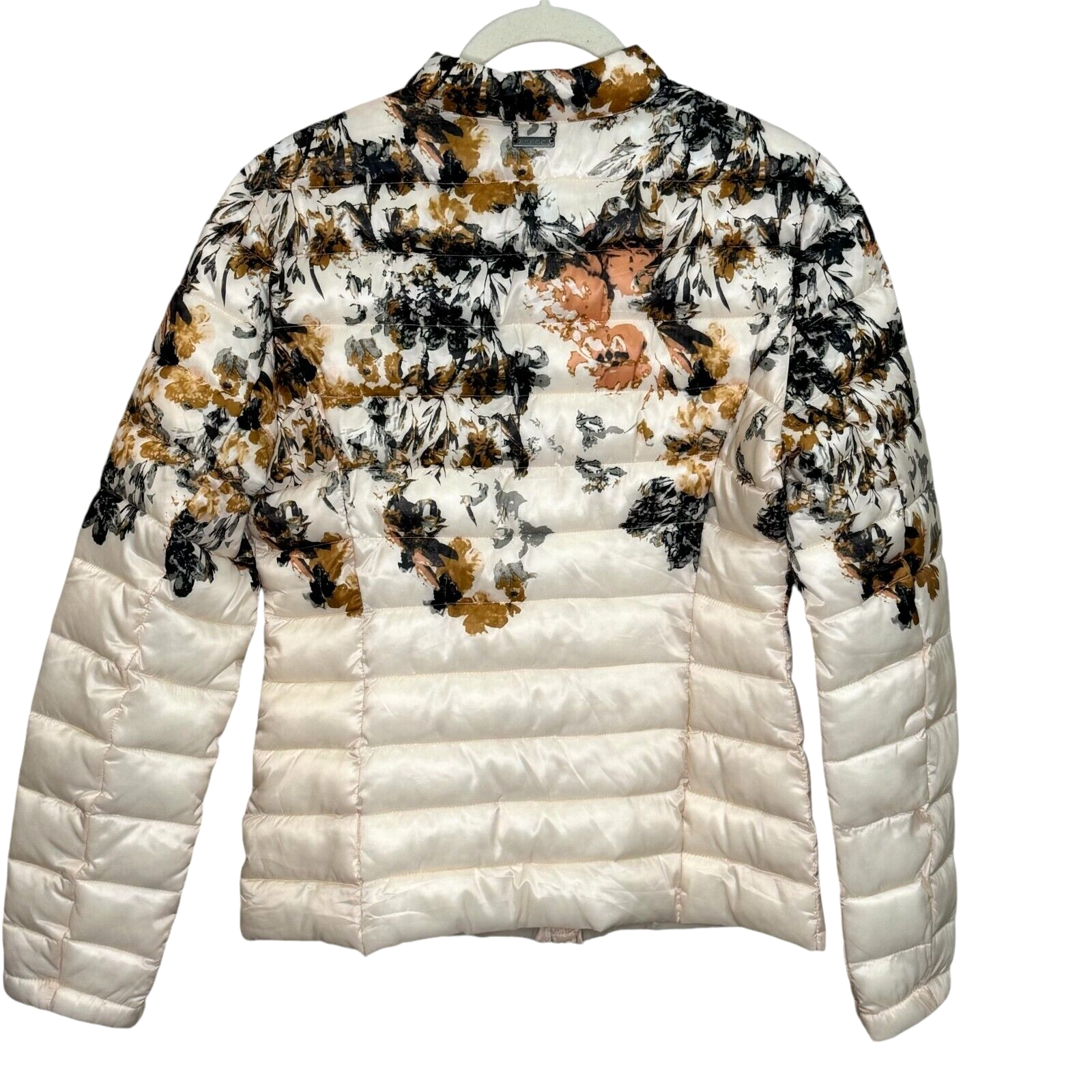 Sisley NEW Ivory Floral Long Sleeve Full Zip Puffer Jacket Size 6 $159