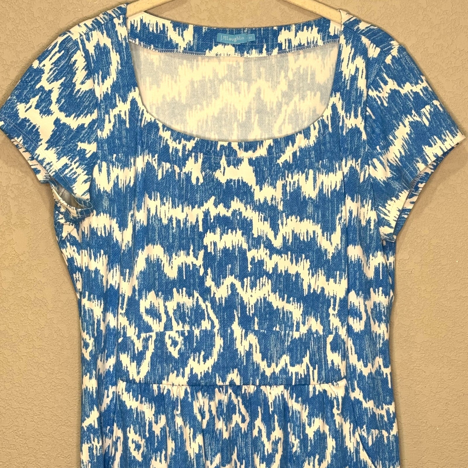 J McLaughlin Dress Size Medium Blue White Catalina Cloth