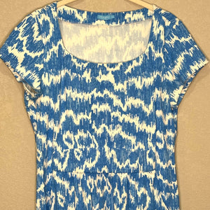 J McLaughlin Dress Size Medium Blue White Catalina Cloth