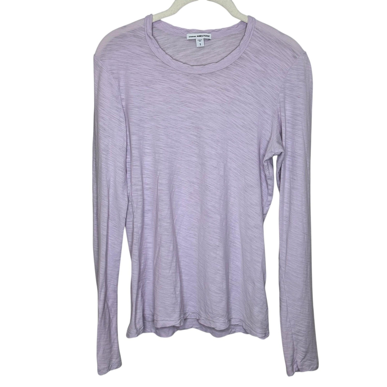 James Perse Long Sleeve Shirt Womens Medium Lilac Supima Cotton Slub Made USA