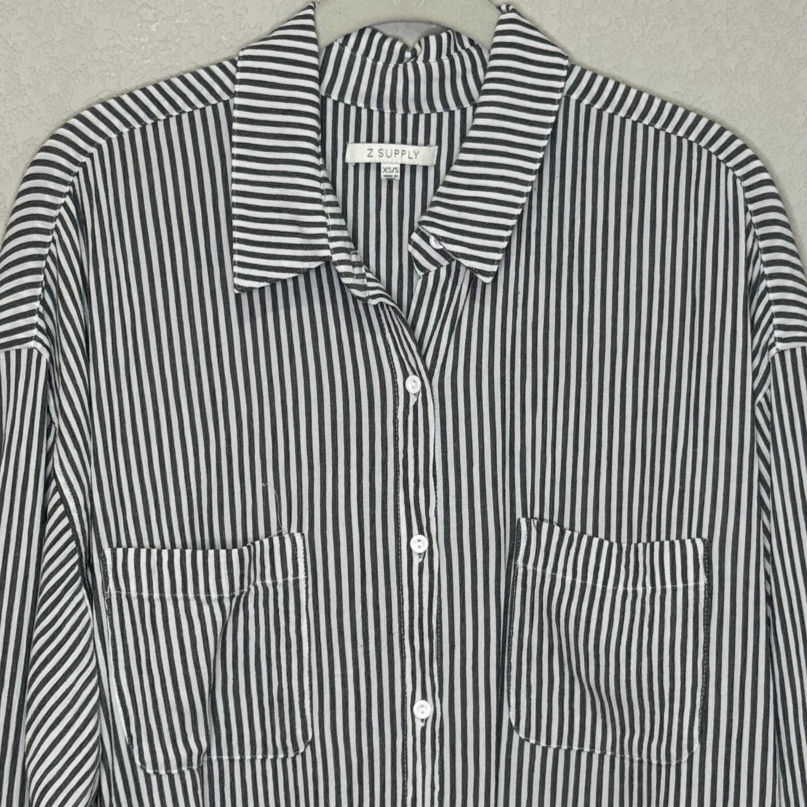 Z Supply Lalo Button Up Top Tunic Size XS / Small Striped Black White