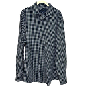 Mizzen + Main Leeward Classic Cut Shirt Size Large Blue Plaid Long Sleeve Button