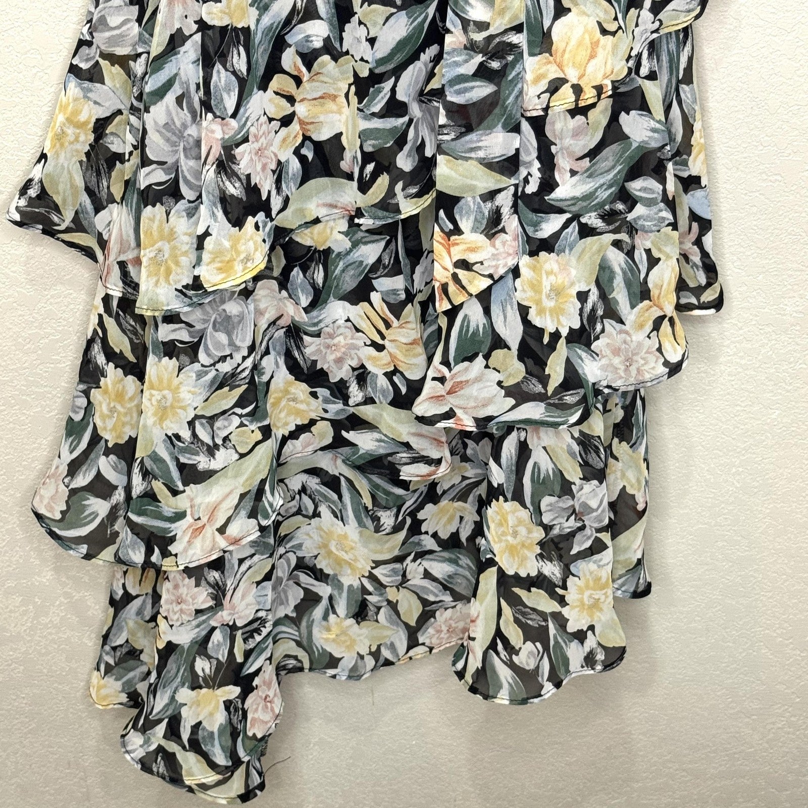 Petal + Pup Dress Womens 8 AU 12 Floral Ruffle Maxi Tiered Spaghetti Strap