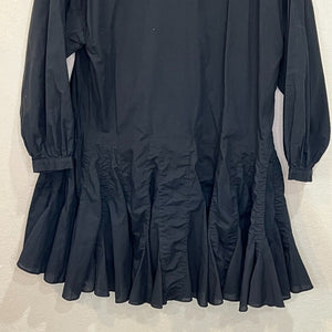 ANINE BING Peyton Cotton Poplin Mini Dress in Black Size Large