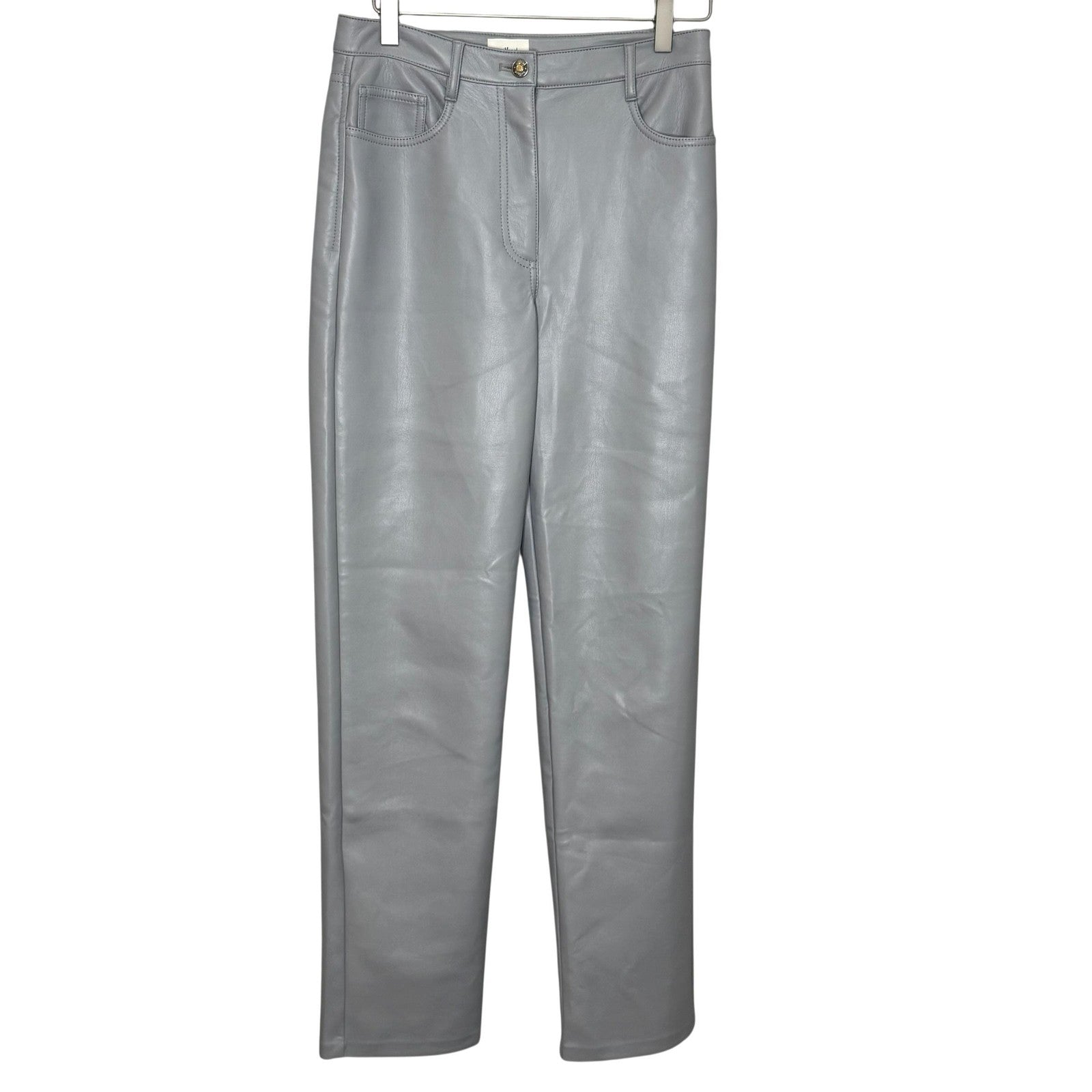Wilfred Pants 4 Faux Leather High Rise Straight Leg Vegan Leather Marble Grey