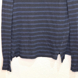 Frame Striped T Shirt Size Small Long Sleeve Tee Blue Black Striped 100% Linen