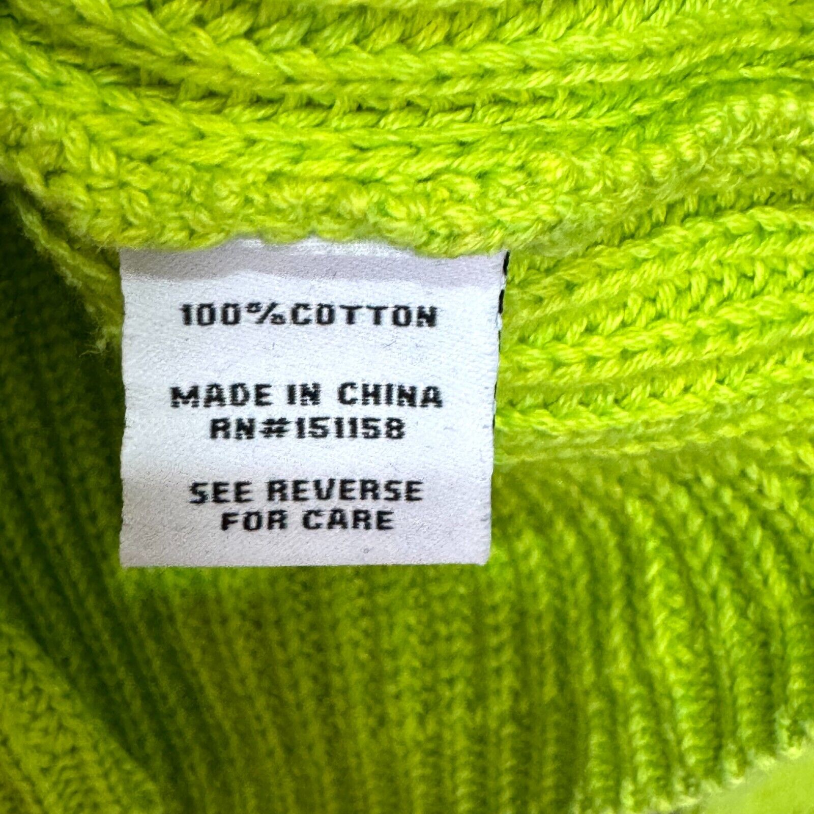 525 Jane Sweater Size Small Citron Bright Lime Green 100% Cotton Rib Crewneck