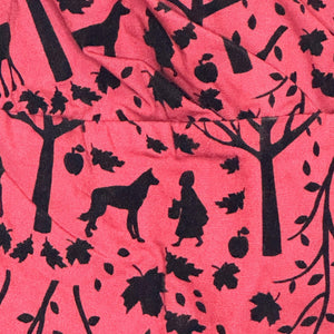 Hell Bunny Vixen Dress Medium Red Riding Hood Forest Print Pockets Belted Retro
