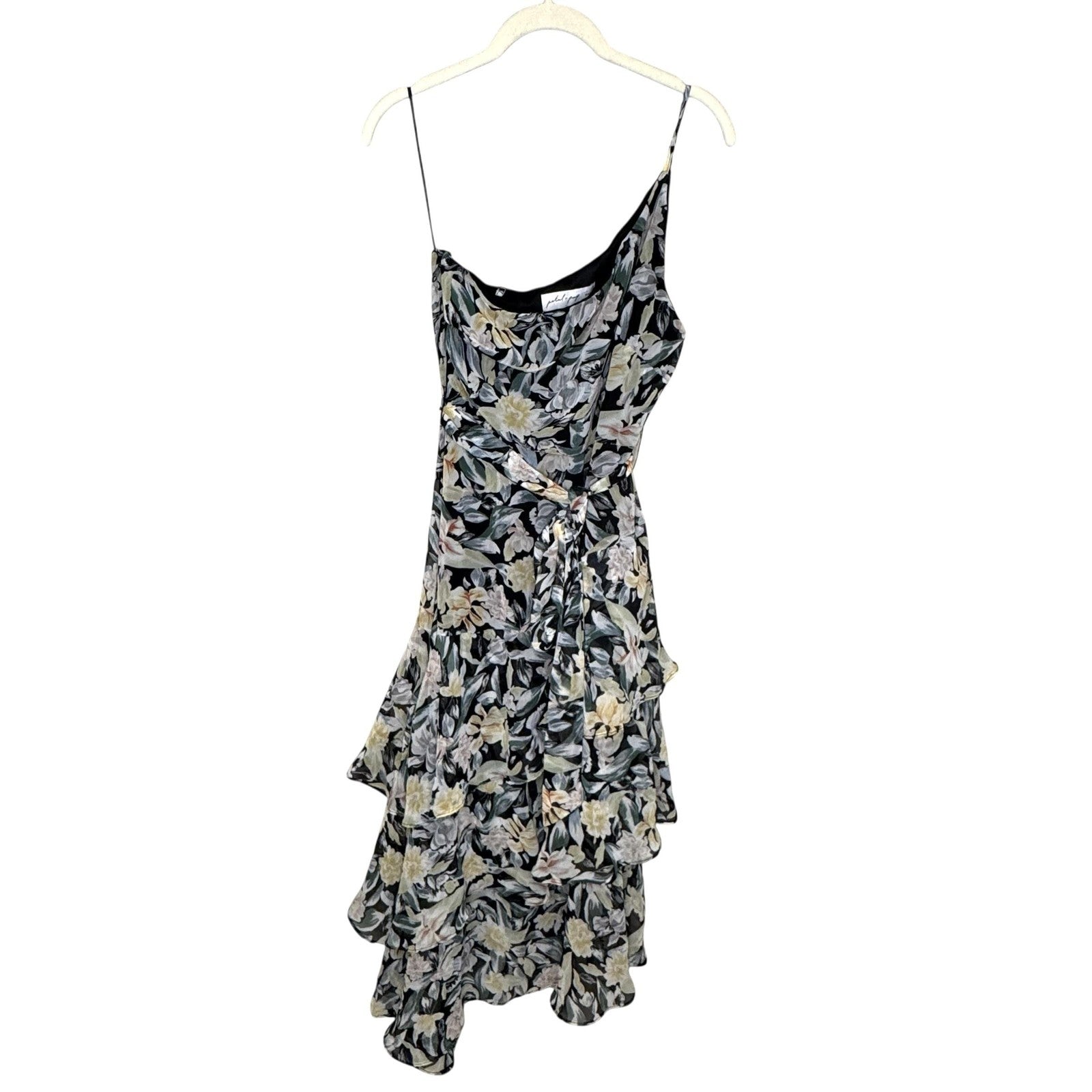 Petal + Pup Dress Womens 8 AU 12 Floral Ruffle Maxi Tiered Spaghetti Strap