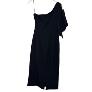 DRESS THE POPULATION Midi Dress Black Size Medium Tiffany One-Shoulder Bow-Tie