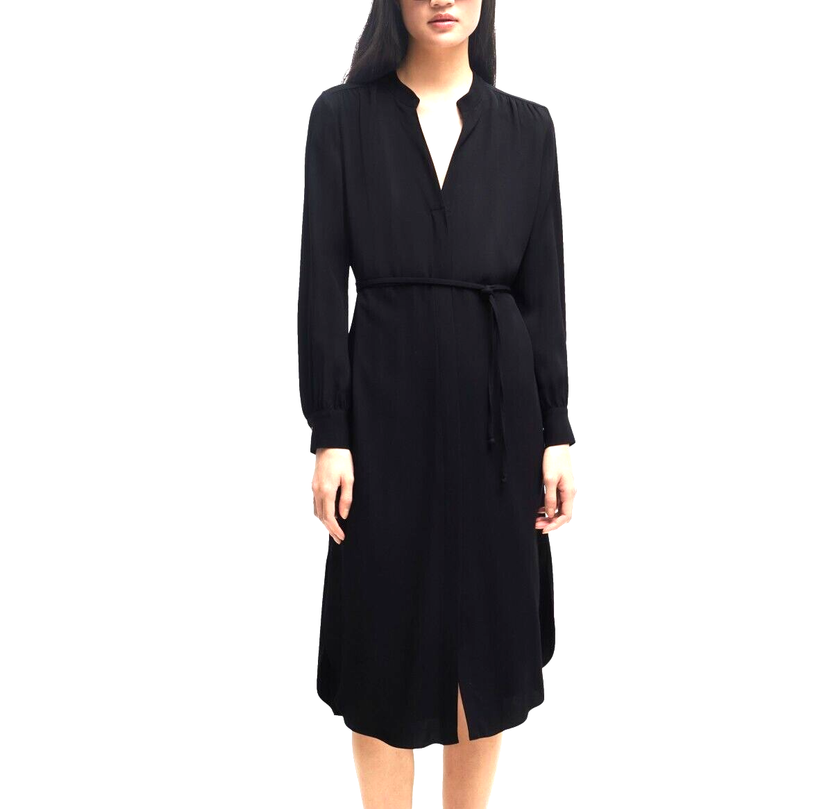 BOSS Dibonorah Dress Womens Size 6 Black Midi Length Career Belted NEW $599