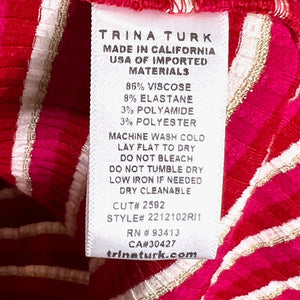 Trina Turk Striped Saltaire Top in Roja Multi Size Large NEW $298