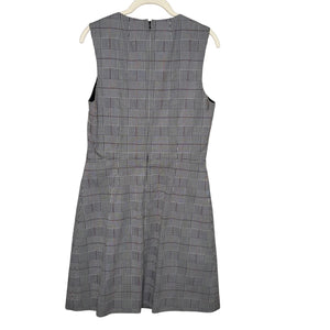 Theory Raneid Brant Check Plaid Dress Size 10 Sleeveless Jumper Gray Career