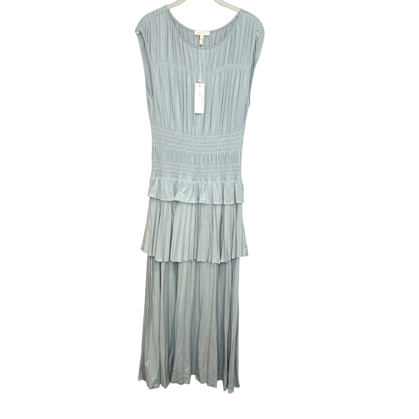 Rebecca Taylor NEW Glacier Blue Tiered Column Midi Dress Size Large NEW $295